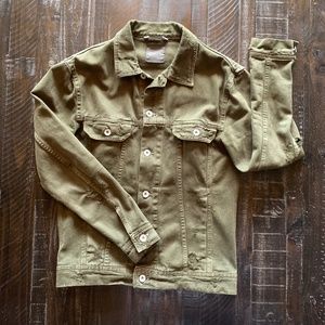 Zara Man Green Denim Jacket